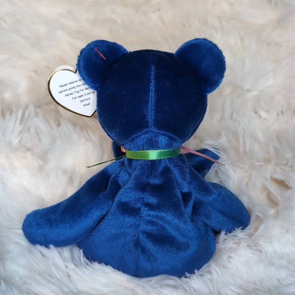 TY Beanie Baby CLUBBY the Royal Blue Teddy Bear - Picture 5 of 10
